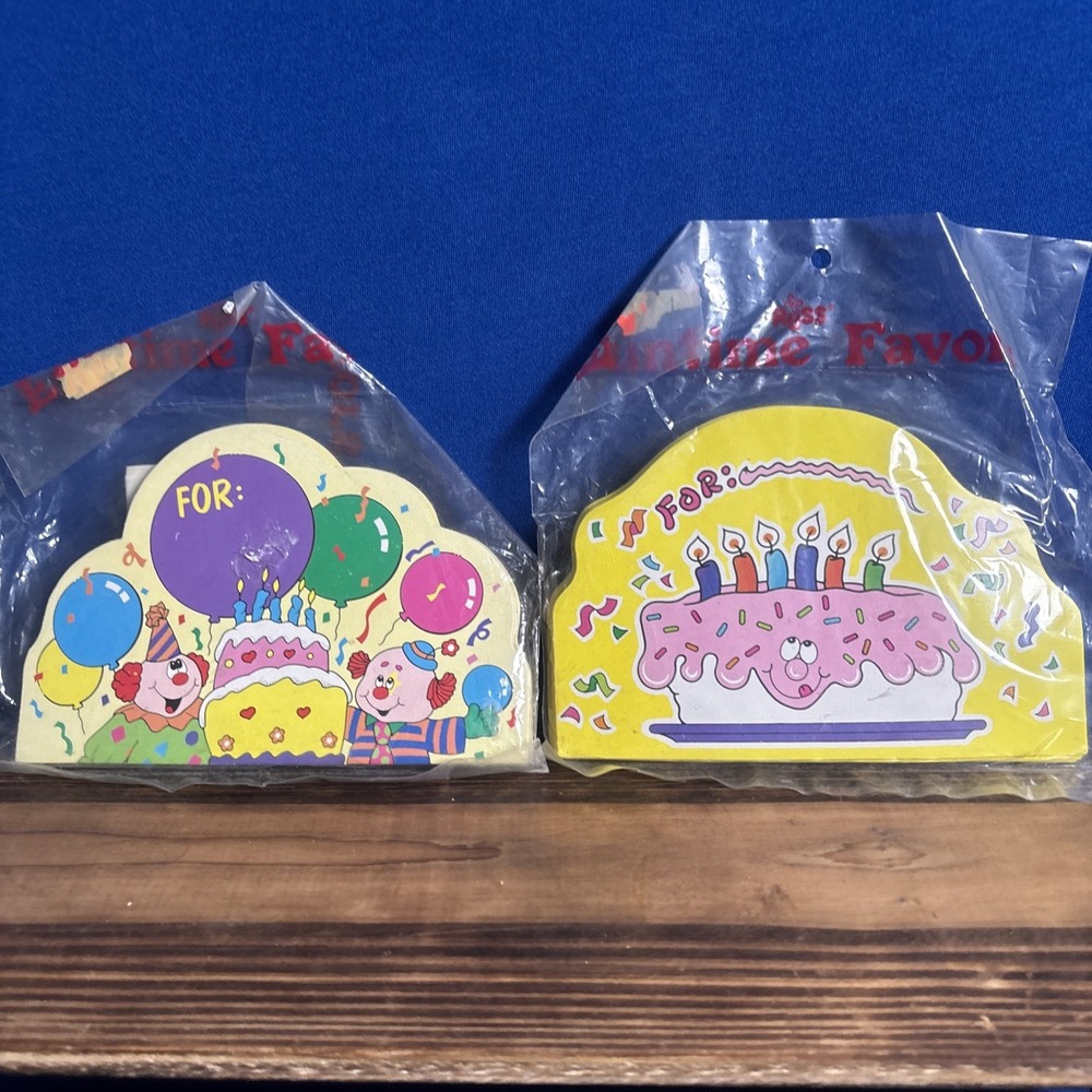 Rare Vintage Russ Birthday Party Favor Mini Bags Attached Cards Sealed 12